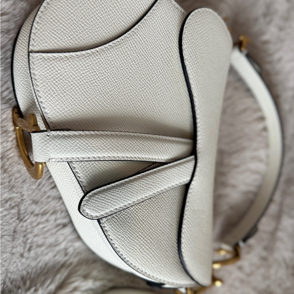 New Authentic Dior Mini Saddle Bag – White | Full Set - Picture 8 of 16